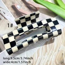Glossy Checkered Claw Clips: Add A Stylish Touch To Your Hair With These Rectangle-Shaped Hair Clips!Valentine's Day Couples As A Gift Hair Accessories Hair Jaw Clip Hair Clamps Hair Clutch Hair Catcher Clip