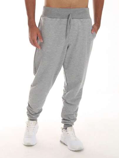 Calça de Moletom Masculina Jogger Casual Esporte e Academia com Cadarço e Bolso