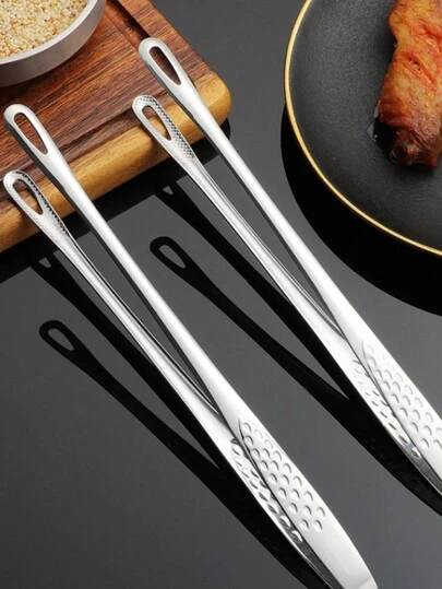 1件不銹鋼燒烤肉夾,適用於牛排、魚排、沙拉、燒烤肉、餐館和家用廚房烹飪工具