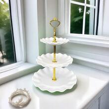 Multi-Layered Birthday Party Dessert Display Stand For Living Room Coffee Table, Household Dried Fruit & Snack Tray, Candy Plate With 3 Layers - White - View 8