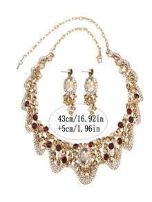 3 件/套女式幾何水鑽項圈項鍊,歐美風格誇張時尚首飾適合派對禮服 - 彩色 - 查看 4