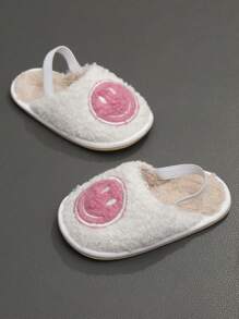 Pink Baby Girl Shoes Cute Cartoon Smiling Face Slip Toddler Shoes Comfortable Non Slipper Soft Bottom Walking Shoes For Indoor Spring Autumn