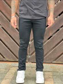 Men's Black Skinny Jeans - Black - View 1