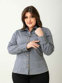 Plus Size Blouses - Grey - View 2