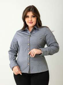 Plus Size Blouses - Grey - View 1