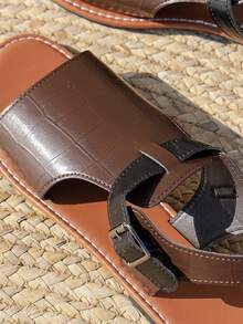 Mới Mùa hè Của phụ nữ Dép phẳng Với Châu Âu và Châu Mỹ Giản dị thanh lịch Phong cách , Pointed-Toe , Hollow-out Thiết kế , Khóa dây đeo , Khối màu , Kích thước lớn Có sẵn - màu nâu - Xem 6