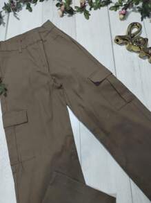 PANTS WITH RIGID GABARDINE CARGO BAGS - Redwood - View 3