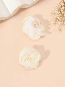 1 Pair Oversized Multi-Color Fabric Rose Stud Earrings, Dramatic European & American Style, Versatile For Evening Dress, Street Style, Valentine's Day Gift