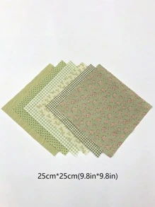 6 pièces Tissu imprimé vert pour faire des vêtements de poupée fait maison