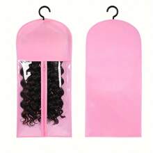 1PC Hair Extensions Storage Bag With Hanger Hair Extension Holder Wig Storage Bag Wig Bag Perfect For Travel - Purple - View 9