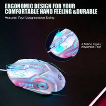 G5 Chuột chơi game có dây , Im lặng Bấm vào Không ồn ào Quang học Người chơi game Chuột , Chơi Trò chơi Với Chính xác Định vị , 4 DPI có thể điều chỉnh , Công trình học nhân thể RGB Chơi game Chuột Đối với PC Máy tính xách tay - trắng - Xem 4