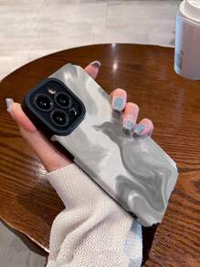 1pc Ombre Gradient Pattern Soft Faux Leather Texture Drop-Proof Phone Case Compatible With Apple And