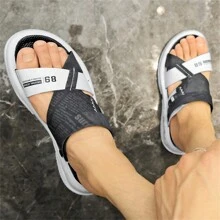 Sandalias De Playa Suaves Y De Moda Para Hombre Para El Verano, Zapatillas Antideslizantes Con Patrón Variado 2024