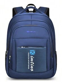 Mochila Unissex Resistente Água Impermeável Cabo de Aço Reforçado para Viagem Escolar Social Elegantes Ótima Promoção Envio Modelo Aleatório - Azul Marinho - Visão 8