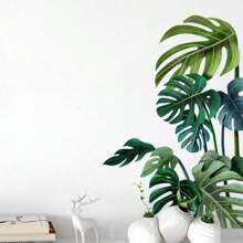 Pegatinas De Pared Fáciles De Instalar De Hojas Verdes Tropicales: Superficie De Vinilo Brillante, Decoración De Hogar Temática Natural Vibrante - ¡opción Ideal Para Superficies De Plástico!