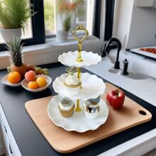 Multi-Layered Birthday Party Dessert Display Stand For Living Room Coffee Table, Household Dried Fruit & Snack Tray, Candy Plate With 3 Layers - White - View 9