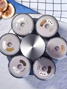 Set de Especieros Giratorio de Acero Inoxidable 6pzas,Especiero cristal 6 piezas giratoria 100ml - transparente - Ver 6