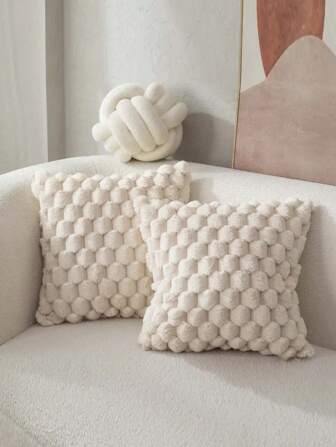 1pc Pineapple Grid Turtle Pattern 3D Soft Plush Throw Pillowcase,Cream White Multicolor Suitable For Living Room Sofa Bedroom HomeDecor Room Decor