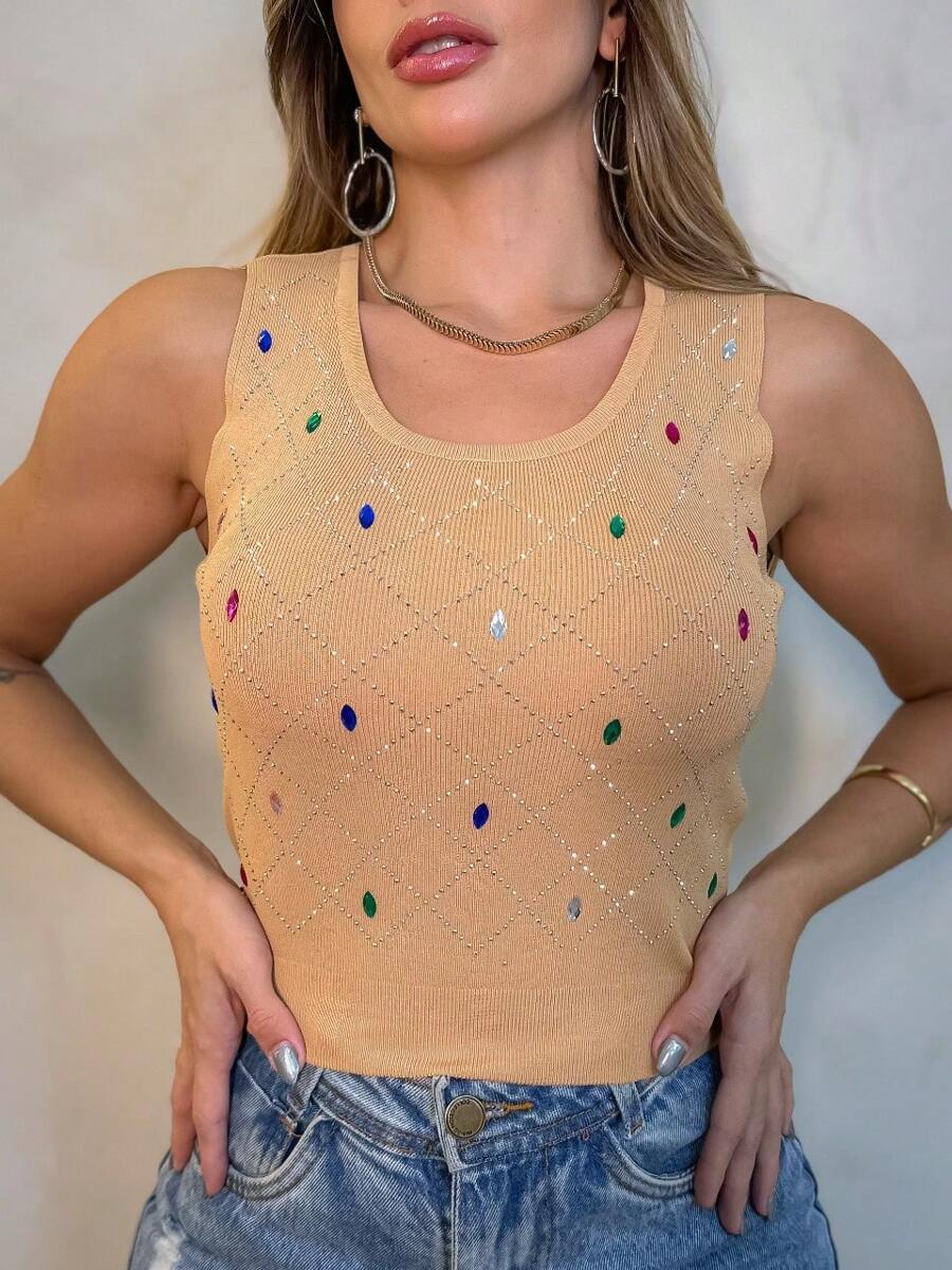 Women Tank Tops & Camis - 駝色 - 查看 1