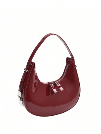 女士腋下包鳄鱼纹法棍手提包，新款百搭设计小众流浪包，女士百搭单肩包，优雅腋下包，勃艮第包，包包，新年理想礼物，时尚勃艮第包