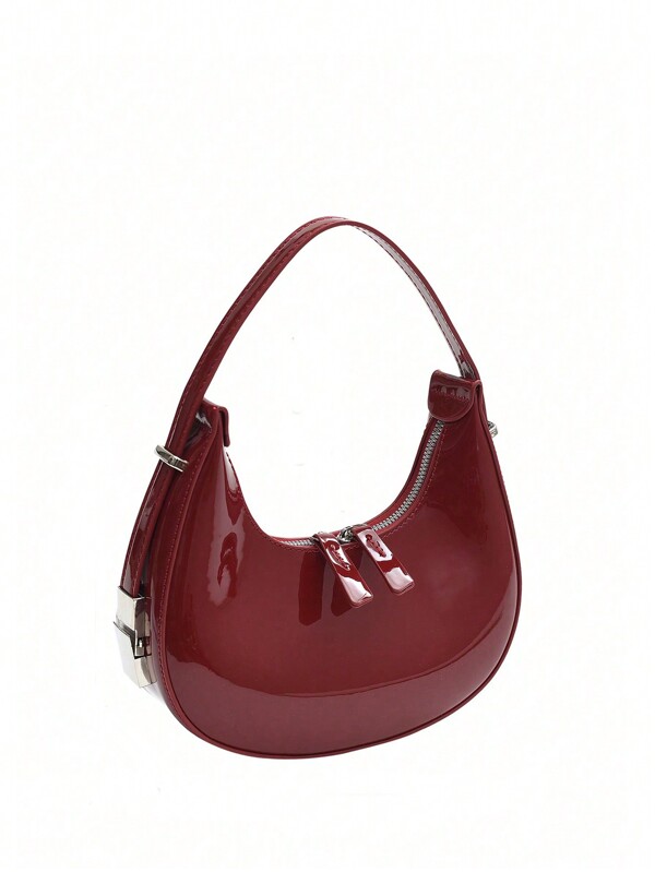 Women's Armpit Bag Crocodile Patterned Baguette Handbag, New Versatile Design Niche Hobo Bag, Women's Versatile Shoulder Bag, Elegant Underarm Bag , Burgundy Bag, Bag, & New Year Ideal Gift, Fashionable Burgundy Bag