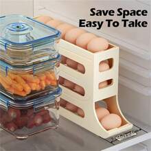 1pc Refrigerator Egg Storage Box, Automatic Egg Rolling Rack, Large Capacity Refrigerator Special Egg Holder Storage Box