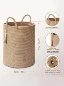 1 Miếng Dung lượng lớn Gấp lại Dệt Đồ chơi Giỏ lưu trữ , Giỏ đựng đồ giặt Rổ , Em bé Sản phẩm Hộp đựng - Màu Khaki - Xem 6