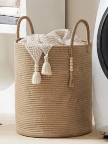 1 Miếng Dung lượng lớn Gấp lại Dệt Đồ chơi Giỏ lưu trữ , Giỏ đựng đồ giặt Rổ , Em bé Sản phẩm Hộp đựng - Màu Khaki - Xem 7