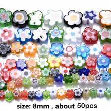 4/6/8/10mm彩色花卉燈工玻璃珠印花玻璃圓珠散珠,適用於自製手鍊、項鍊、耳環等珠寶配件、用品 - 彩色 - 查看 17