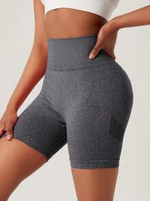 Women's Grey Elasticity Push Up Tight Sports Shorts For Running, Training, Yoga Spandex Shorts Women Boxer Shorts