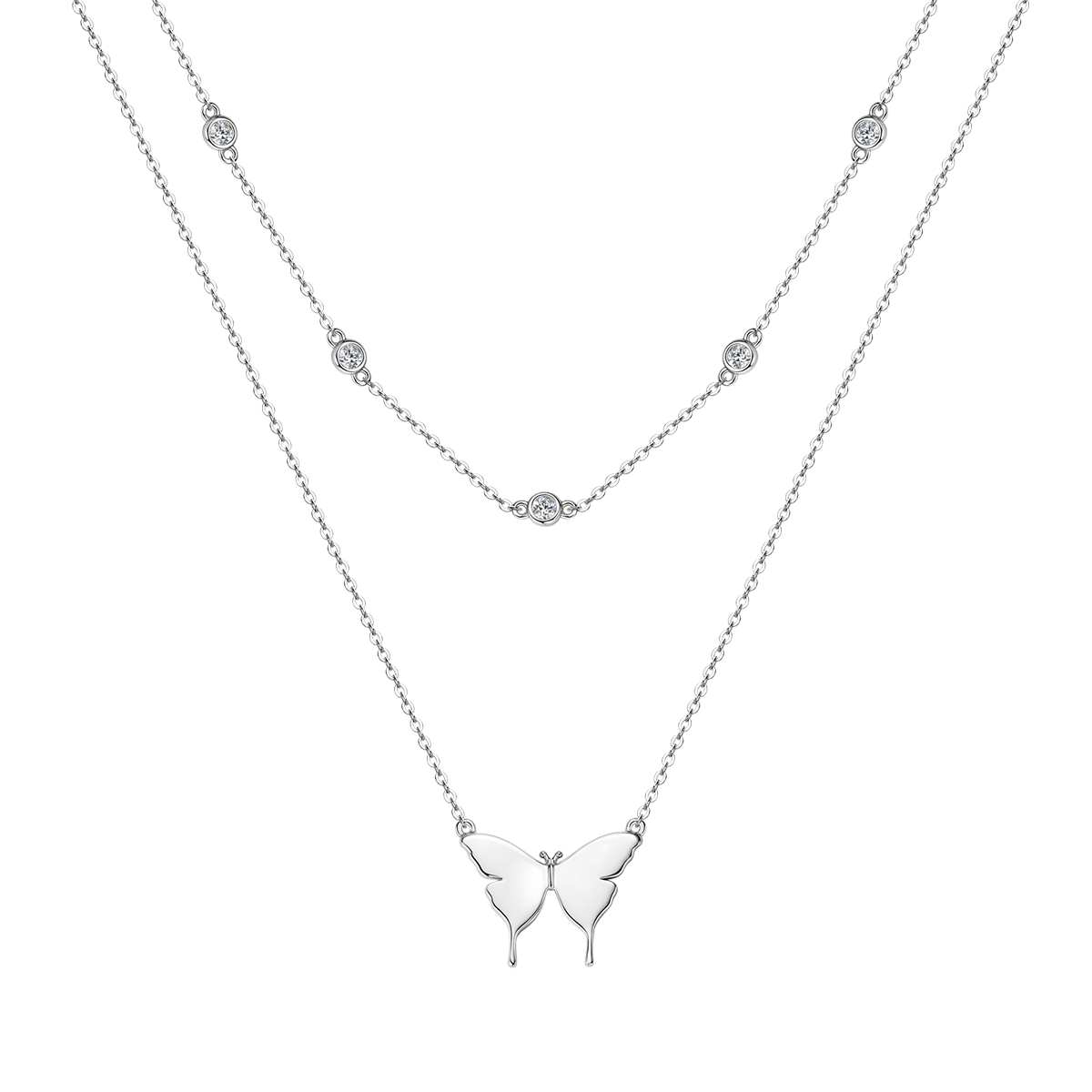 1PC 925 Sterling Silver 2.5mm Round Moissanite Wedding Anniversary Gift Butterfly Pendant