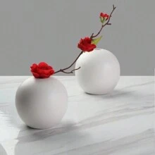 1pc Round Ceramic Flower Vase For Home Decoration And Dry Flower Arrangement Room Decor Glass Vase