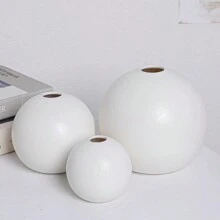 1pc Round Ceramic Flower Vase For Home Decoration And Dry Flower Arrangement Room Decor Glass Vase