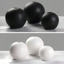 1pc Round Ceramic Flower Vase For Home Decoration And Dry Flower Arrangement Room Decor Glass Vase