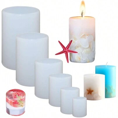 1 个用于制作蜡烛的圆柱形模具，用于香薰蜡烛、环氧树脂、铸件、蜡、肥皂、花卉标本、昆虫标本、DIY 粘土工艺、制作的 3D 圆柱形硅胶模具