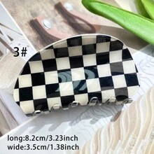 Glossy Checkered Claw Clips: Add A Stylish Touch To Your Hair With These Rectangle-Shaped Hair Clips!Valentine's Day Couples As A Gift Hair Accessories Hair Jaw Clip Hair Clamps Hair Clutch Hair Catcher Clip