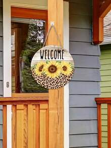 1pc Welcome Sign Wooden Hanging Decoration For Front Door, Home, Outdoor, Spring Decor - Yellow - View 6