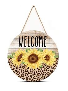 1pc Welcome Sign Wooden Hanging Decoration For Front Door, Home, Outdoor, Spring Decor - Yellow - View 4