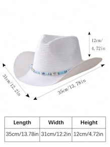 1 Miếng Không giới tính Trang trí màu ngọc lam Boho Cô gái cao bồi Mũ Nón cao bồi Mũ Rơm Visor Mũ đi biển Đối với Ngoài trời - Nhiều màu 3 - Xem 4