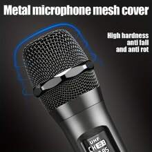 1入組無綫動態手持麥克風和 1 套通用無綫麥克風，帶一對一接收器，適用於舞台、家庭和 Ktv 專業麥克風 - 黑色 - 查看 3