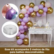 Kit Ouro Festa Aniversário Realeza Aquarela Desenho Decoração Cenários - Rosê - Visão 4