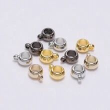 100入組銀色轉接管狹長型串珠連接器魔鬼氈小球串珠吊墜珠柱墊珠,diy手鍊珠寶製作配件 - CCB Bail Beads - 查看 11