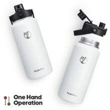 Insulated Water Bottle With 2-In-1 Lid (Chug Lid/Straw Lid),40oz/64oz Double Walled Vacuum Stainless Steel Water Bottles, Water Jug With Straw, Wide Mouth Insulated - 白色 - 查看 3