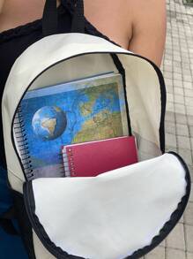 Mochila Small TENTANDO SER FITNESS Bolsa Escolar Trabalho Viagem Mala Faculdade Fut masculina feminina . - Bege - Visão 6