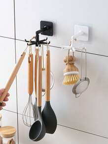 1 pieza/4 piezas Organizador de joyas, Organizador de collares montado en la pared giratorio para el hogar, Organizador de utensilios de cocina, Organizador de llaveros, Organizador de lazos para el cabello - Blanco - Ver 5