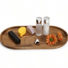 1pc Rosewood Large Tray, Suitable For Desserts, Breakfast, Sushi, Buns, Snacks, Fruits, Multi-Functional Tray, Applicable For Home Kitchen, Restaurant, Bakery, Sushi Shop, Dessert Shop, Kitchen Supplies, Various Holiday Dessert Display - Yellow - View 7