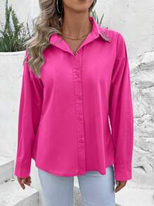 Women Blouses - 玫紅色 - 查看 6