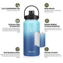 Insulated Water Bottle With 2-In-1 Lid (Chug Lid/Straw Lid),40oz/64oz Double Walled Vacuum Stainless Steel Water Bottles, Water Jug With Straw, Wide Mouth Insulated - 淺藍色 - 查看 6