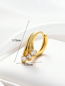 Toppiercing 1個極簡風格銅質星六角星和蝴蝶形軟骨耳釘,鑽石立方體裝飾 - 金黃色 - 查看 6