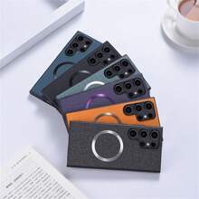 Estuche Simple Para Móvil De Estilo Profesional Para Samsung S24 Ultra/s24+ Con Imán Y Con Textura De Tela; Diseño De Protección Completa Disponible También Para S24/s23/s22 Ultra/s21 Ultra - Negro - Ver 3